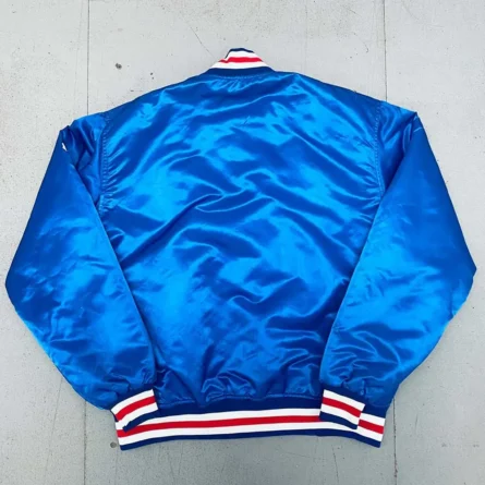 Unisex Chicago Cubs Blue Bomber Satin Varsity Jacket