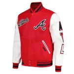 Atlanta Braves Letterman Red and White Varsity Jacket