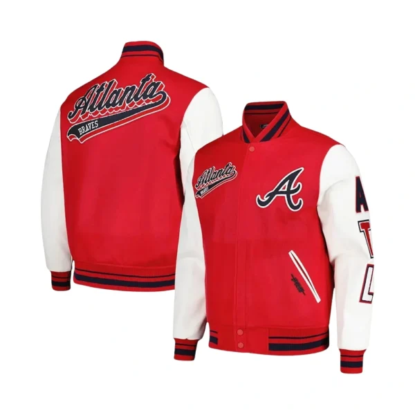 Atlanta Braves Letterman Red and White Varsity Jacket