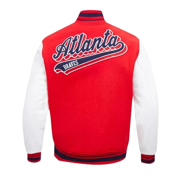 Atlanta Braves Letterman Red and White Varsity Jacket