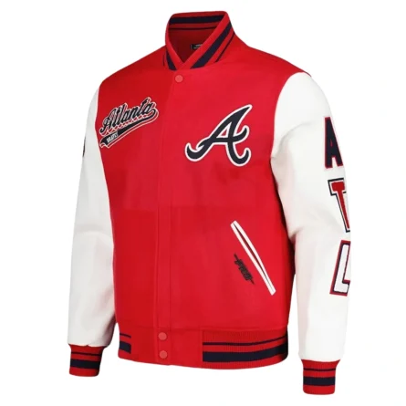 Atlanta Braves Letterman Red and White Varsity Jacket