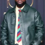 Davido Power 100 Party Green Leather Jacket