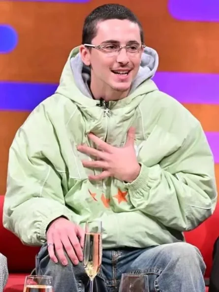 Marty Supreme Timothee Chalamet Green Hooded Jacket