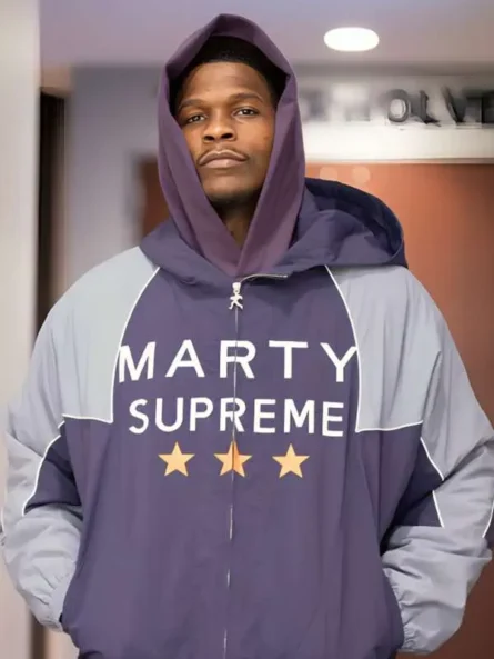 Marty Supreme Anthony Edwards Purple Hooded Jacket