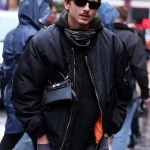 Marty Supreme Q&A Timothee Chalamet Black Bomber Jacket