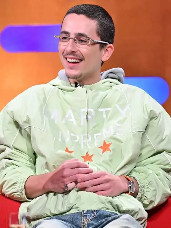 Marty Supreme Timothee Chalamet Green Hooded Jacket