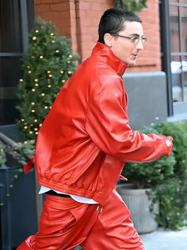 Marty Supreme Timothee Chalamet Red Leather Jacket Marty Supreme Timothee Chalamet Red Leather Jacket