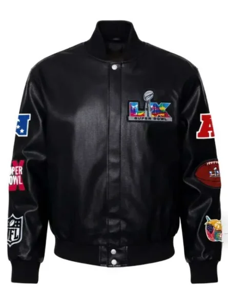 Super Bowl 2026 Black Leather Jacket