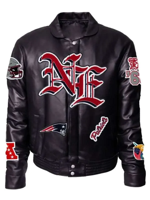 New England Patriots Black Leather Jacket