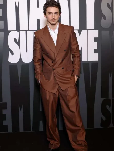 Marty Supreme 2026 Timothee Chalamet Brown Suit
