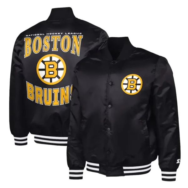 Unisex Boston Bruins Adaptive Bold Logo Varsity Satin Jacket