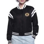 Unisex Boston Bruins Printed Logo Varsity Satin Jacket