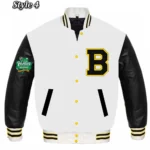 Unisex Boston Bruins White and Black Varsity Jacket