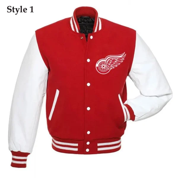 Unisex Detroit Red Wings Red and White Letterman Jacket (1) Unisex Detroit Red Wings Red and White Letterman Jacket