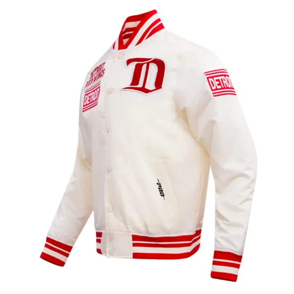 Unisex Detroit Red Wings White Varsity Satin Jacket
