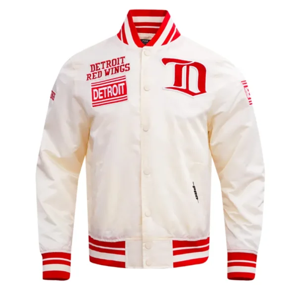 Unisex Detroit Red Wings White Varsity Satin Jacket (4)