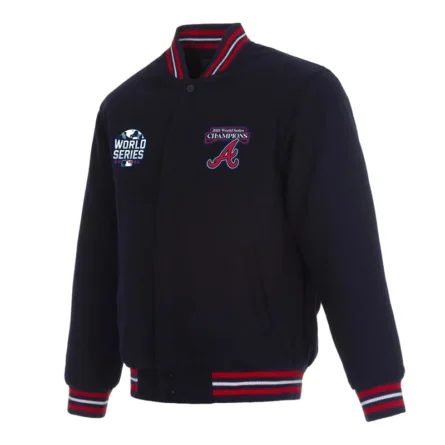 Atlanta Braves Full-Zipper Navy Blue Wool Jacket