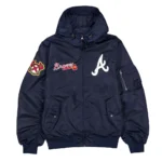 Atlanta Braves Navy Hooded Bomber Jacket