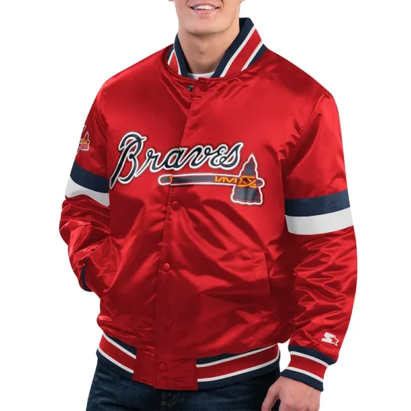 Atlanta Braves Home Game Red Varsity Satin Jacket