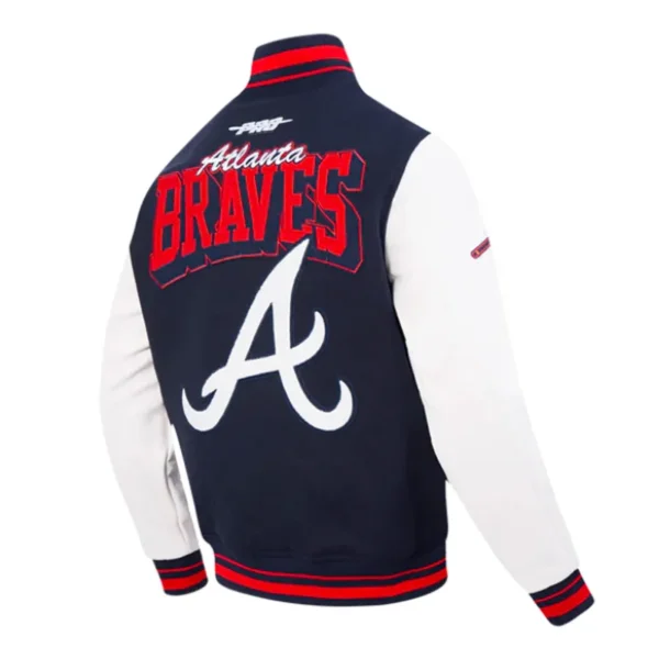 Atlanta Braves Navy and White Wool Varsity Jacket
