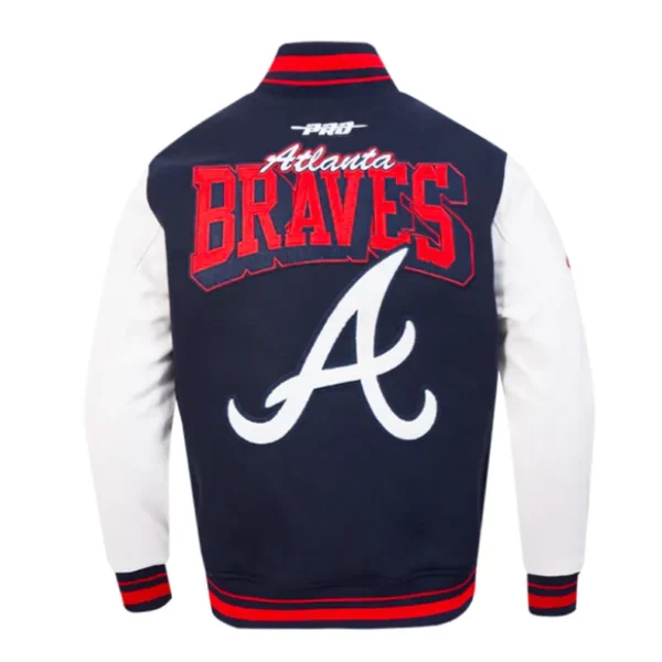 Atlanta Braves Navy and White Wool Varsity Jacket