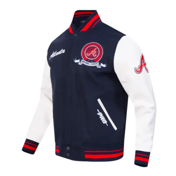 Atlanta Braves Navy and White Wool Varsity Jacket