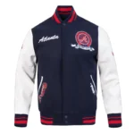 Atlanta Braves Navy and White Wool Varsity Jacket