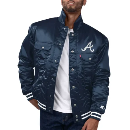 Atlanta Braves Silver Tab Navy Blue Trucker Jacket