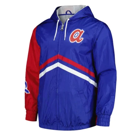 Atlanta Braves Royal Full-Zip Windbreaker Hooded Jacket