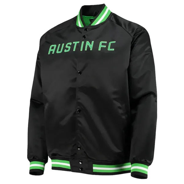 austin-fc-jacket Austin FC Black Satin Varsity Jacket