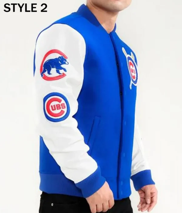 Unisex Chicago Cubs White and Royal Blue Varsity Jacket