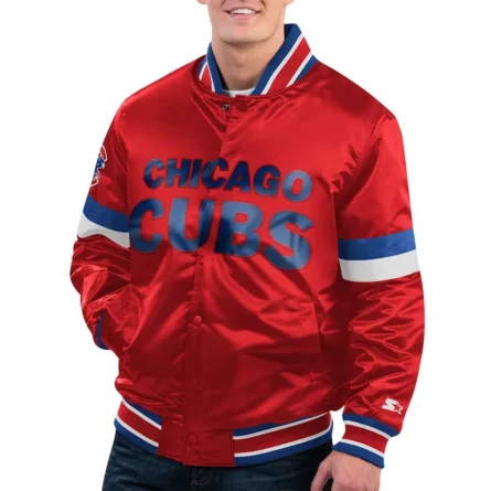 Unisex Chicago Cubs Classic Red Varsity Satin Jacket