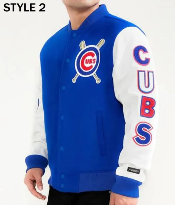 Unisex Chicago Cubs White and Royal Blue Varsity Jacket