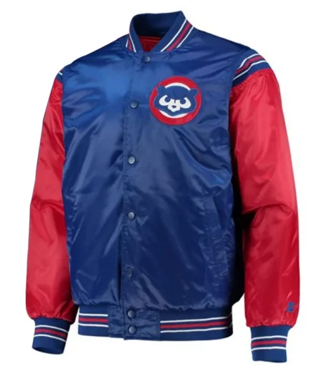 Unisex Chicago Cubs Royal Blue and Red Satin Jacket
