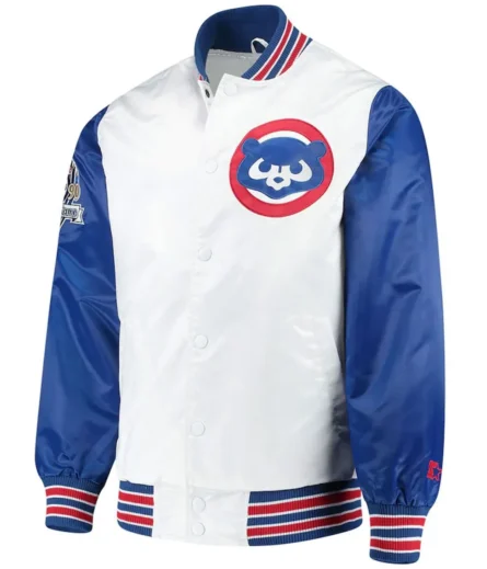Unisex Chicago Cubs Royal Blue and White Varsity Satin Jacket