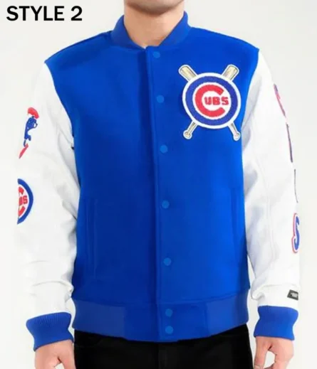 Unisex Chicago Cubs White and Royal Blue Varsity Jacket