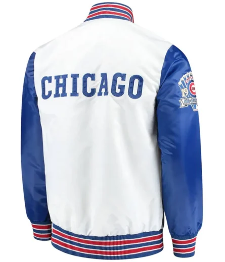 Unisex Chicago Cubs Royal Blue and White Varsity Satin Jacket