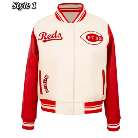 Unisex Cincinnati Reds Red and Eggshell Varsity Jacket