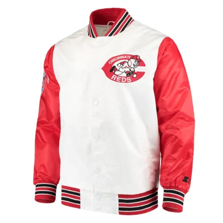 Unisex Cincinnati Reds White Varsity Satin Jacket