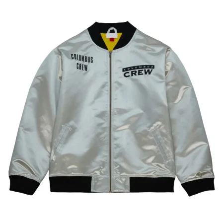 Unisex Columbus Crew Silver Satin Jacket