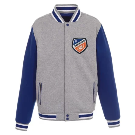 Unisex FC Cincinnati Gray and Blue Varsity Jacket