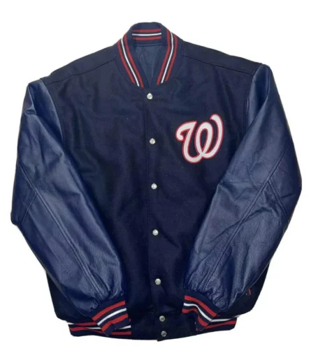 Unisex Washington Nationals Navy Blue Letterman Jacket