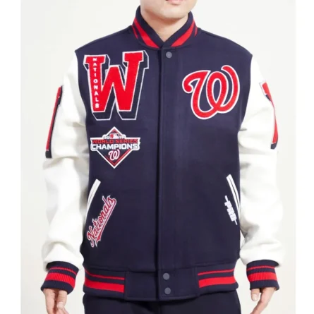Unisex Washington Nationals Navy Blue Varsity Jacket