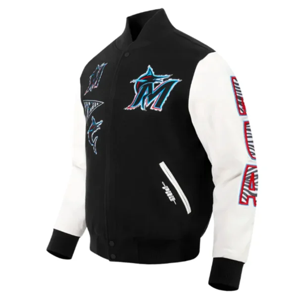Miami Marlins Animal Print Varsity Wool/Leather Jacket