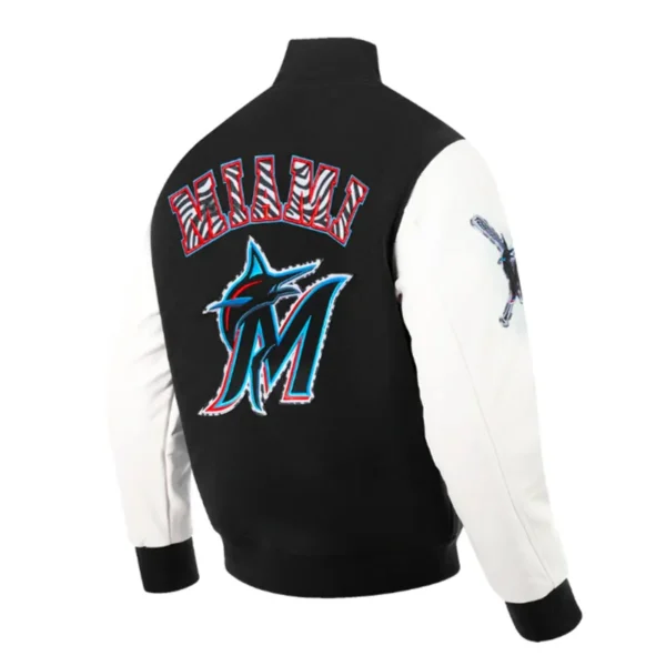 Miami Marlins Animal Print Varsity Wool/Leather Jacket