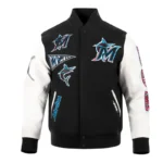 Miami Marlins Animal Print Varsity Wool/Leather Jacket