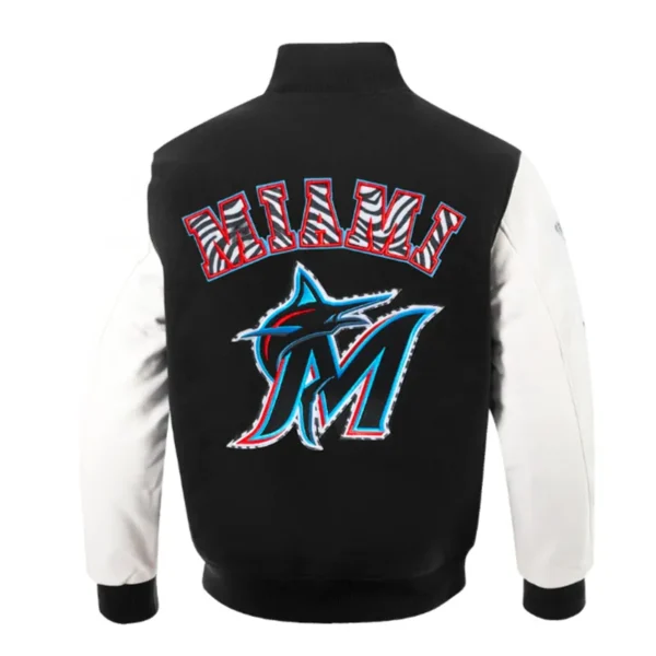 Miami Marlins Animal Print Varsity Wool/Leather Jacket