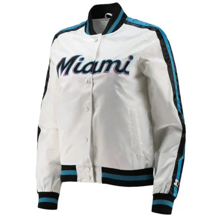 Hometown Miami Marlins White Satin Jacket