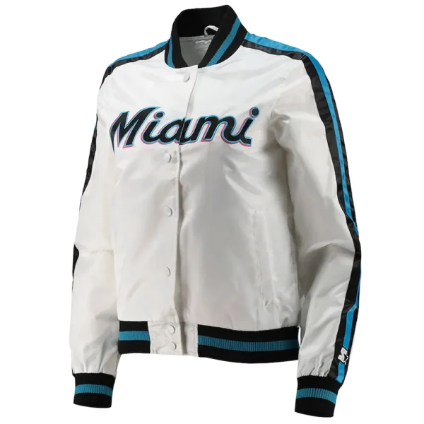 miami-marlins-hometown-white-jacket Hometown Miami Marlins White Satin Jacket