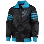 Miami Marlins The Captain II Black Varsity Satin Jacket